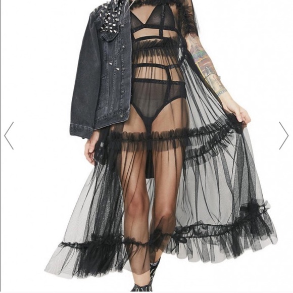 Who What Wear Boho Sheer Full Lace Mesh Long Dress - Picture 2 of 16